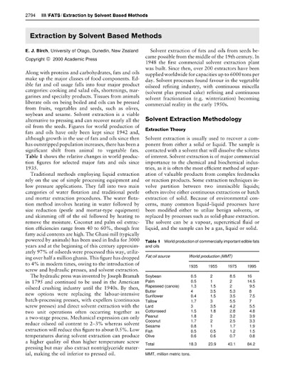 FATS-Extraction by Solvent Based Methods