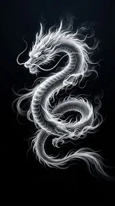 Minimalist Monochrome Wispy Dragon Illustration