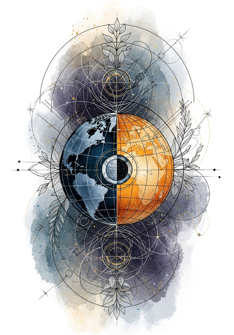 Geometric Abstract Celestial Blueprint