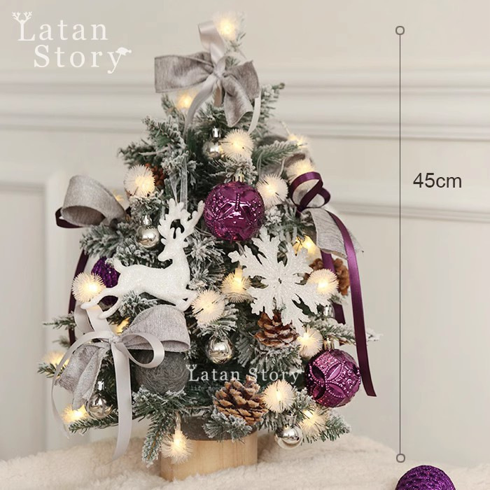 Compact PE Christmas Tree with Lights, 45-90 cm