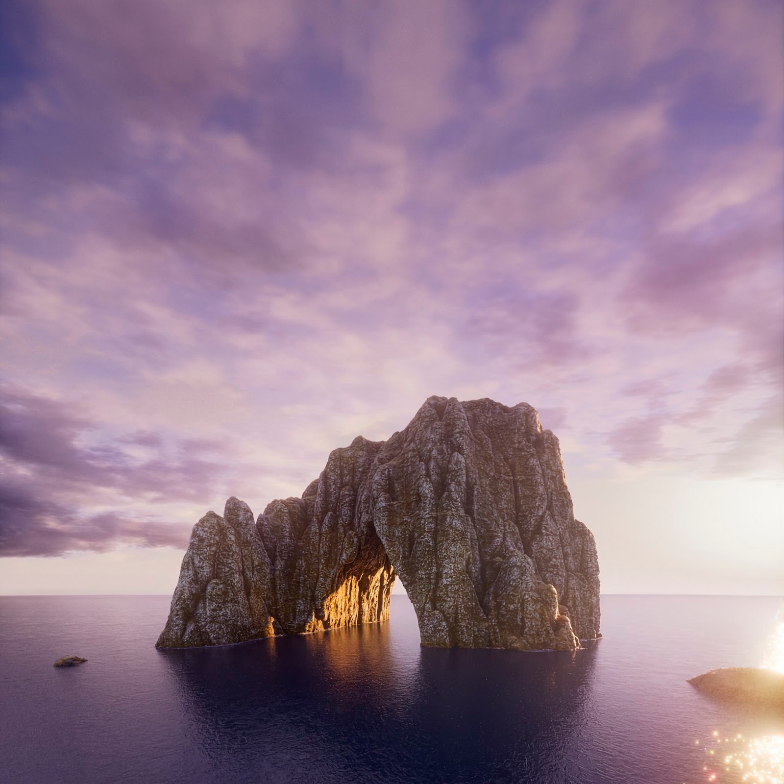 Download Ocean Landscape, Rock Arch, Sunset Seascape, Sea Stack 2K iPhone