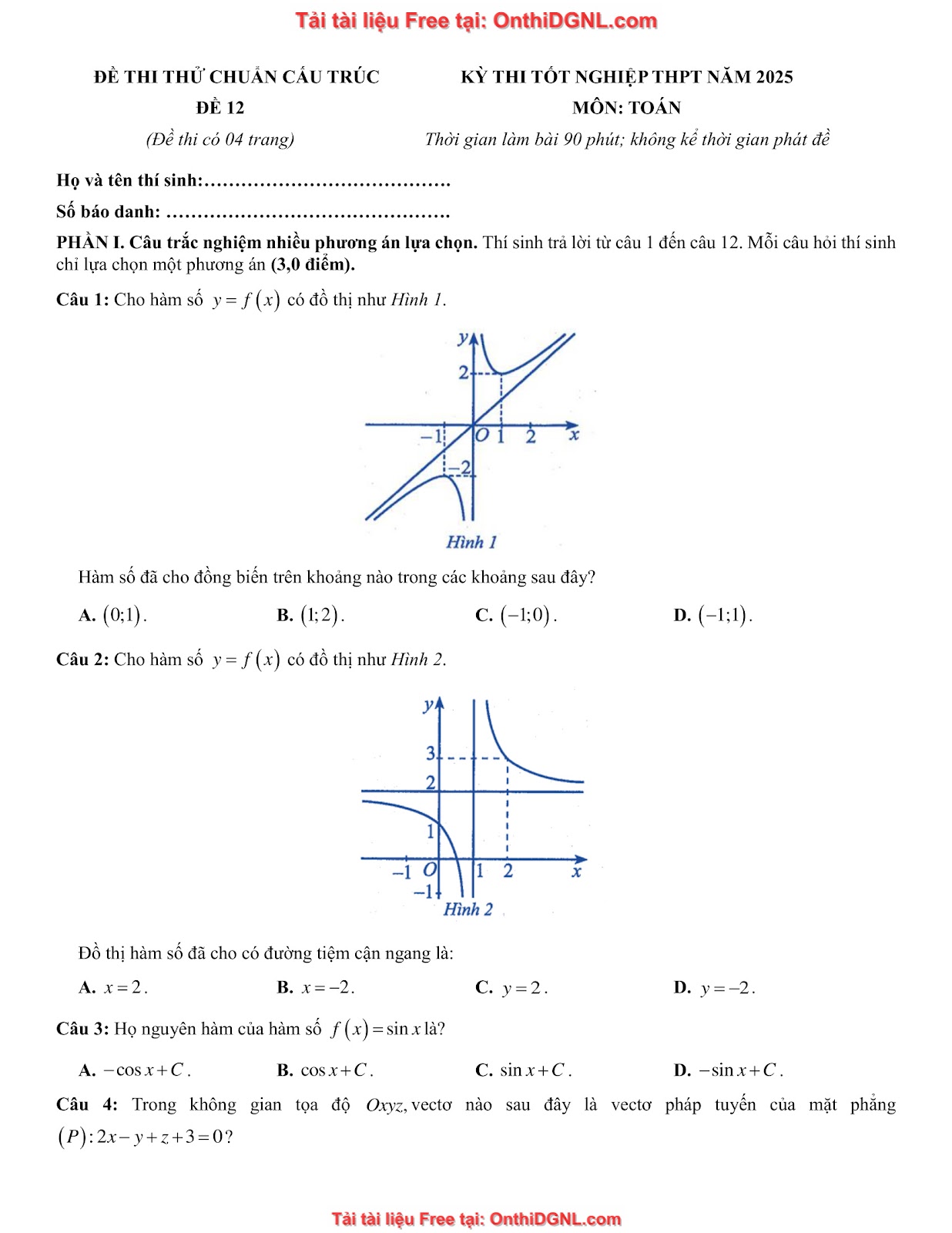 32 đề phát triển minh họa môn toán - có đáp án