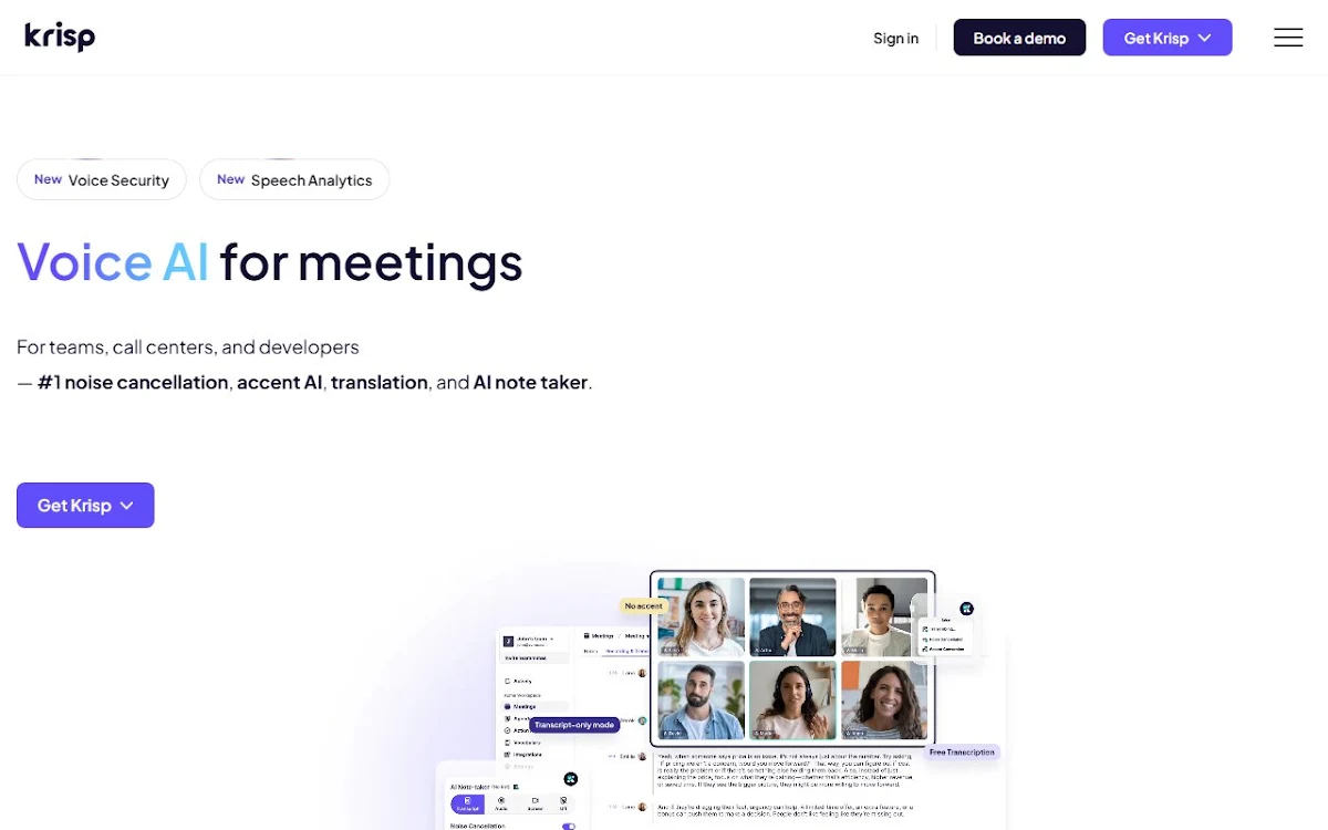 Captura de Krisp AI Meeting Assistant