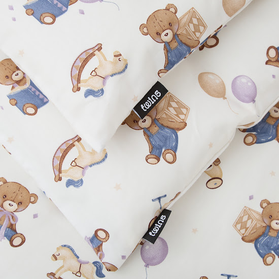 Детское сменное постельное белье 4 эл Twins Satin Limited Teddy Bears бежевый светлый