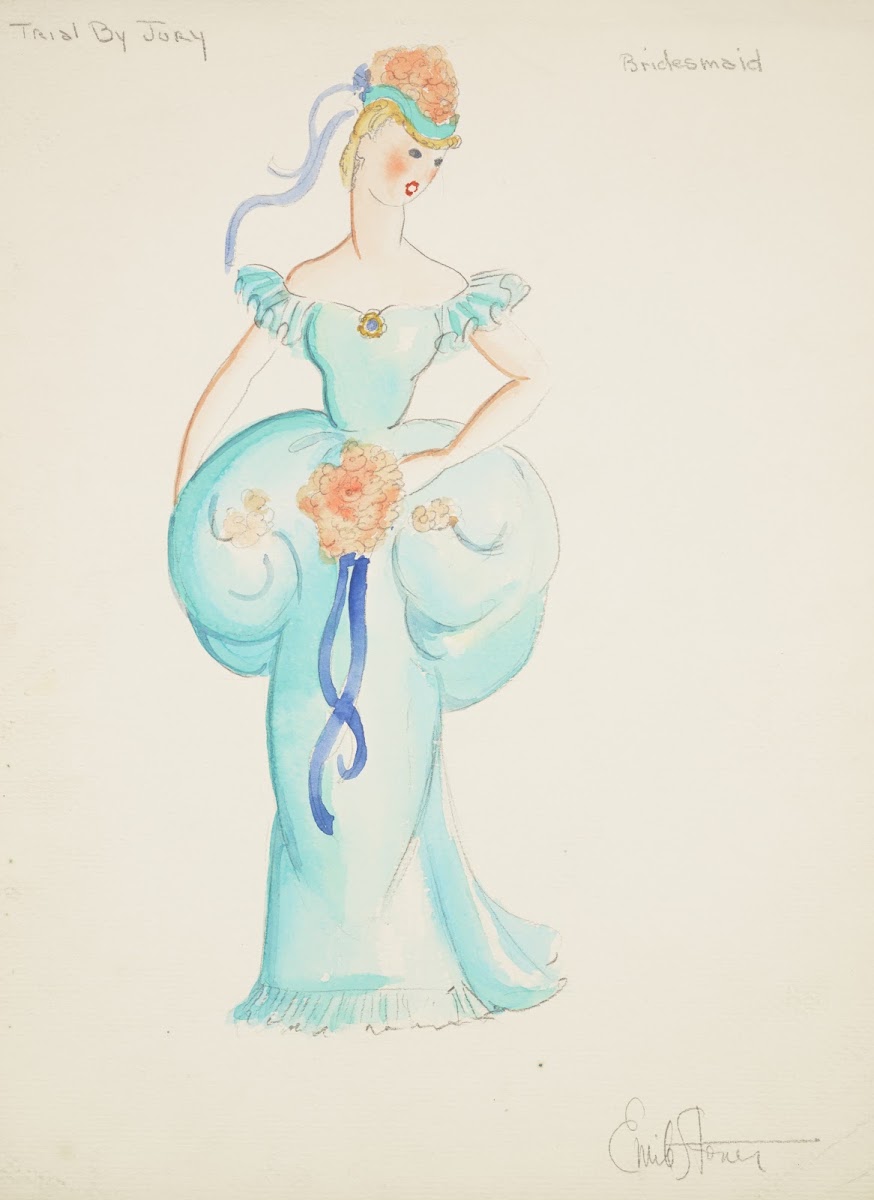 Trial by Jury Bridesmaid Blue gown with puffed waist 1934 1943