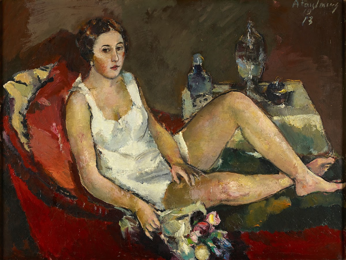 Junge Frau Auf Rotem Sofa 1913