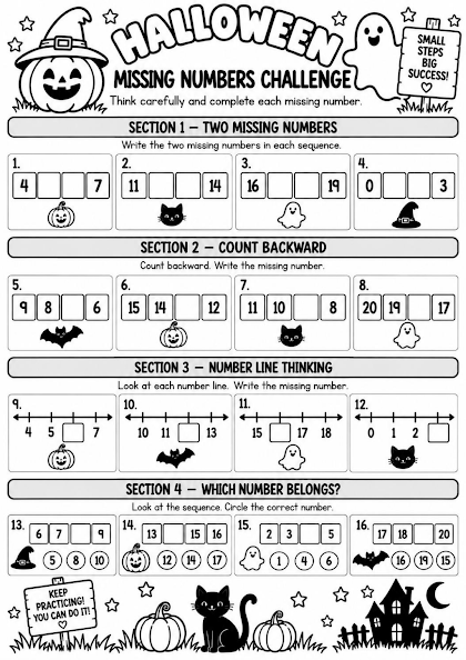 Halloween Missing Numbers Challenge
