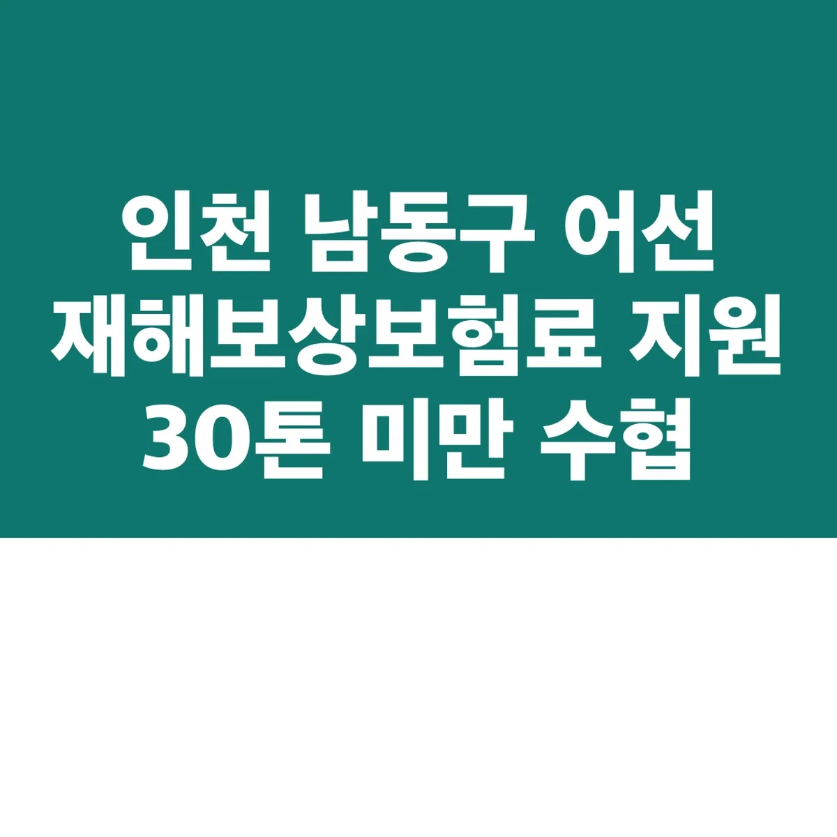 인천 남동구 어선 재해보상보험료 지원 30톤 미만 수협