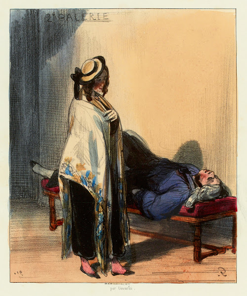Voilà un fénéant qui dort et qui laisse une pauv femme danser toute la nuit 1840