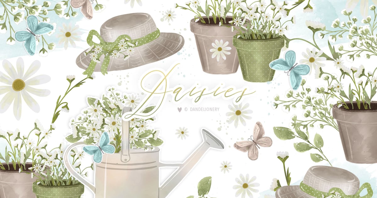 Diseño floral de jardín de margaritas Free Download – Envato Elements