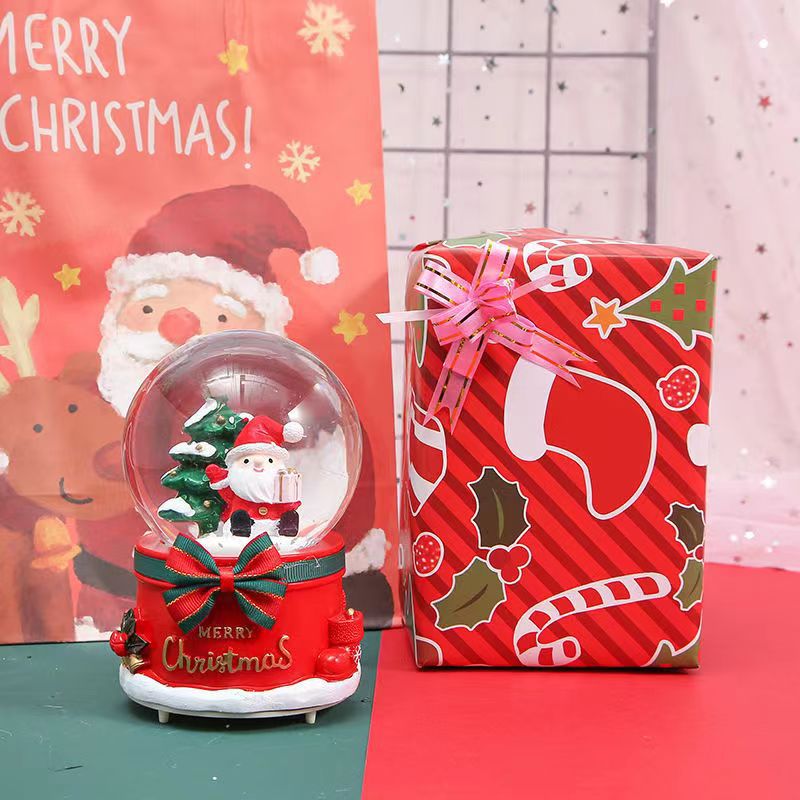 Illuminated Snow Globe Music Box, Resin