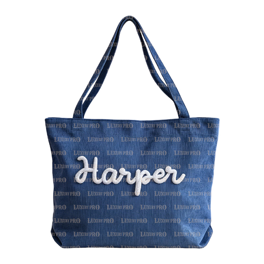 Corduroy Handbag with Color Trim
