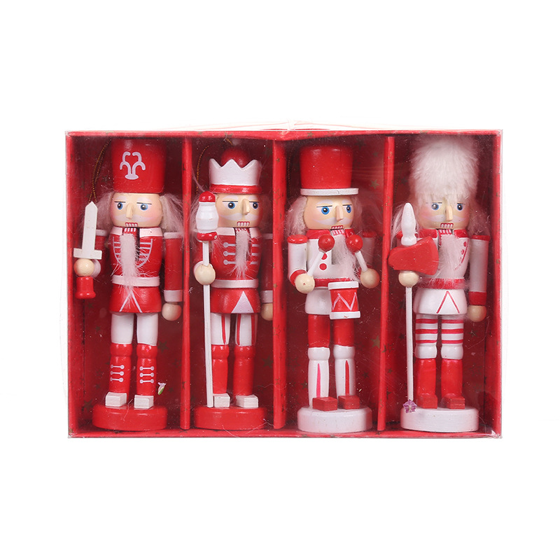 Nutcracker Set, 12 cm, 4-piece, Wood, Hand-Painted