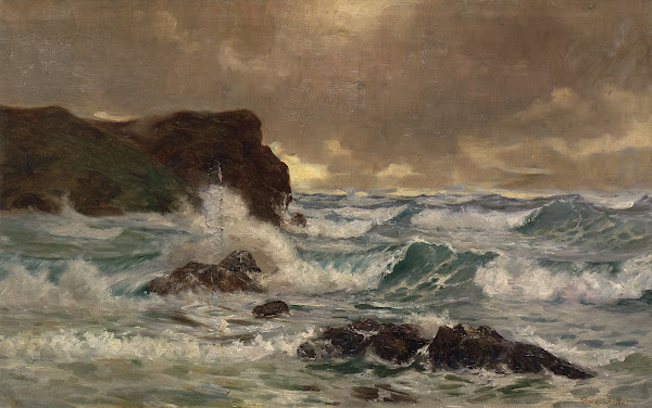A heavy sea at Moeraki 1903