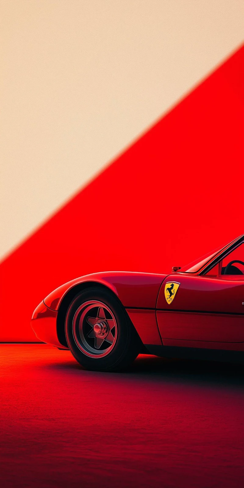 Classic Red Ferrari Dino - Minimalist Car Photography Full HD iPhone Wallpaper (1080x2160)
