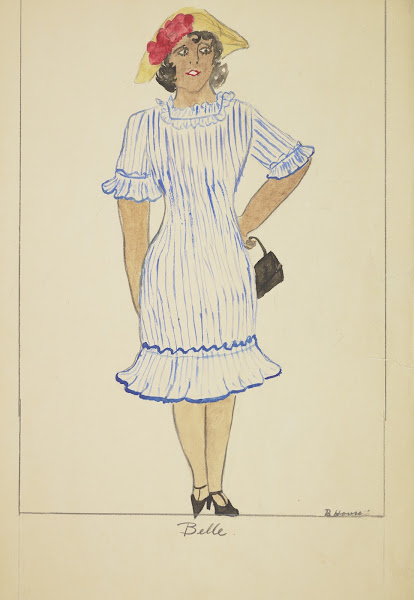 Run Little Chillun Belle White dress with blue stripes 1934 1943