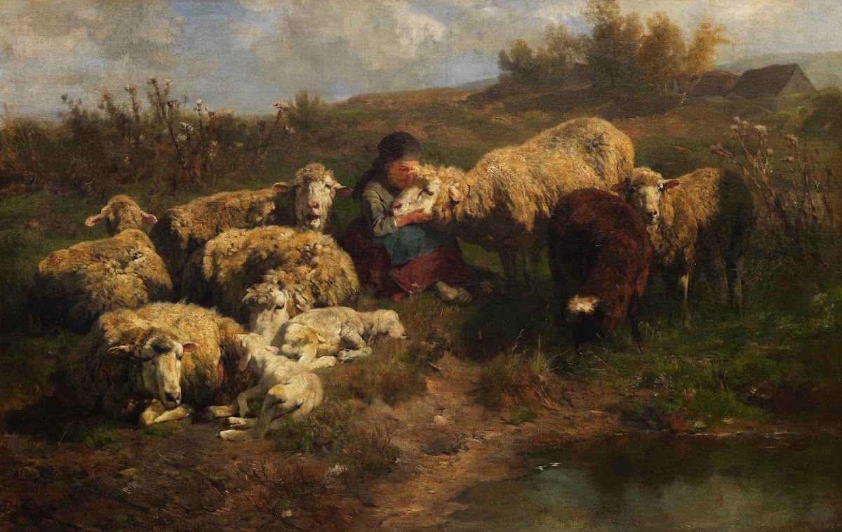 Kleine Hirtin mit Schafen 1881