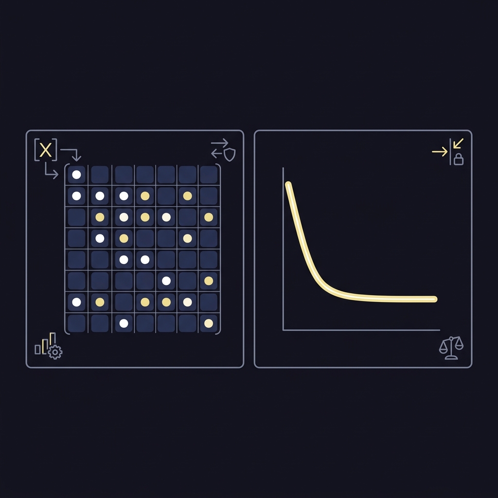 Minimalist 2D vector diagram of a regression design matrix with lineup indicators opponent covariates and a shrinkage curve in Funded Plays colors How to Adjust Statistics for Opponent Quality