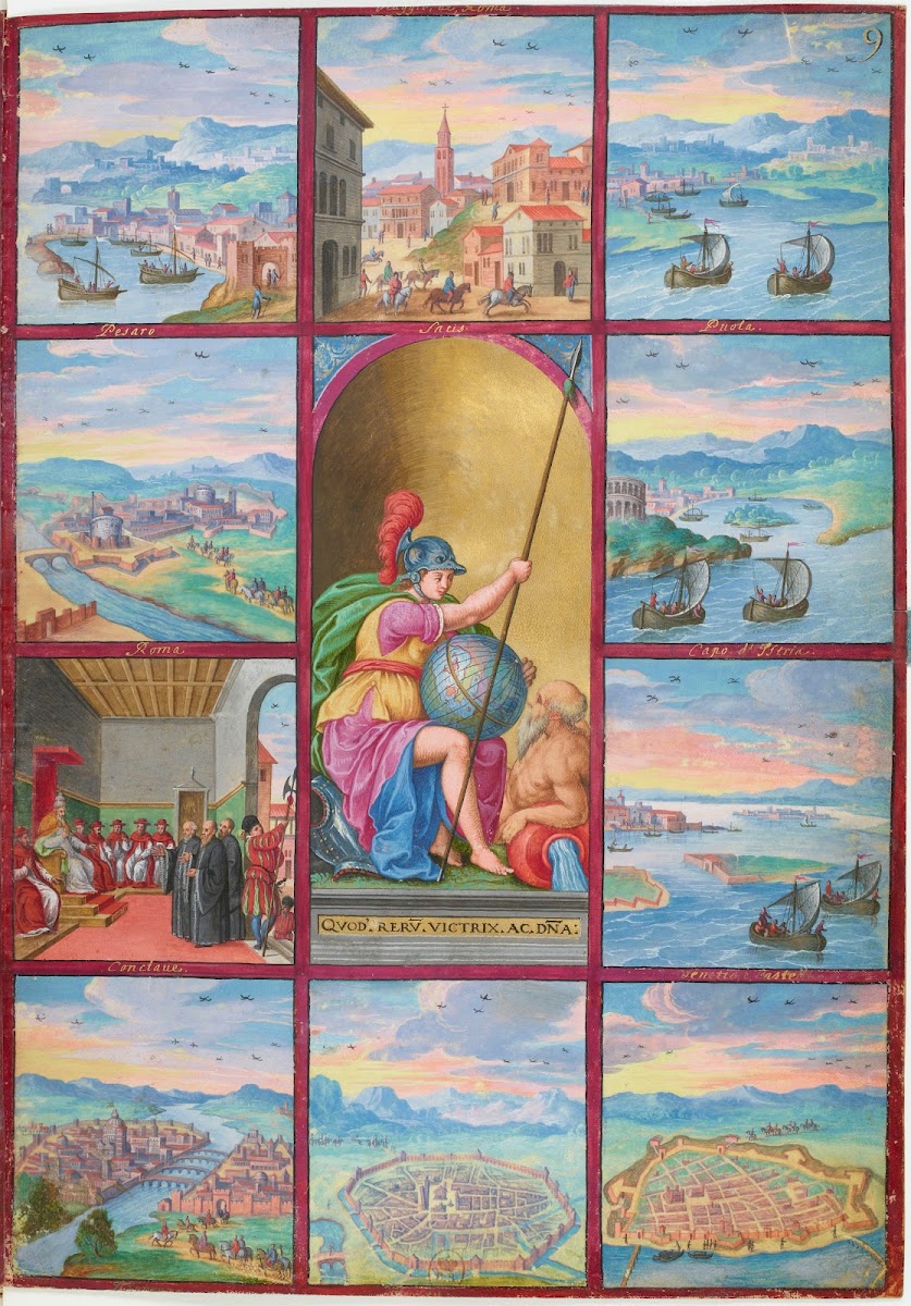 Personnification de la Rome antique entourée de dix tableaux 1578