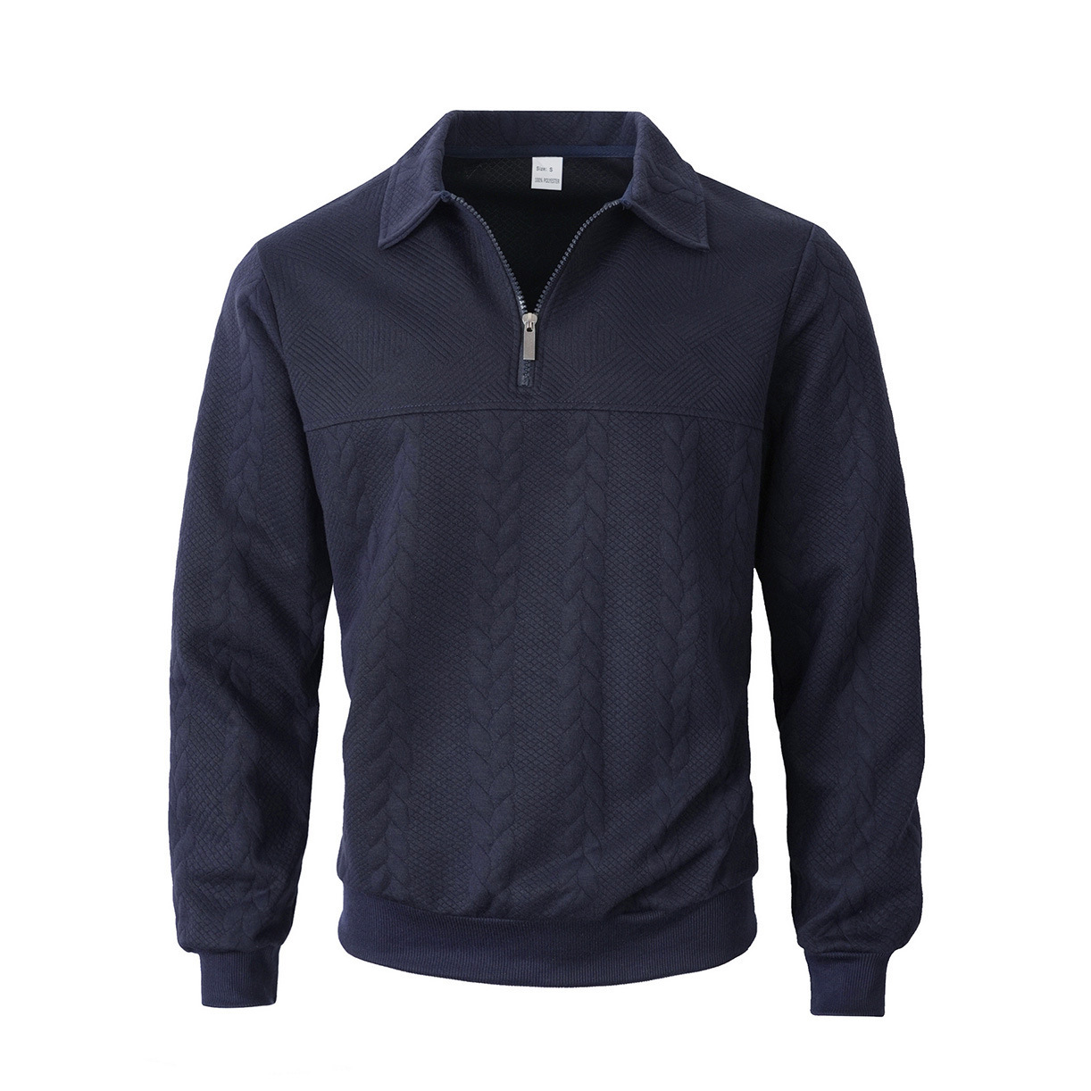 Men's sweatshirt with zipper and fold-down collar