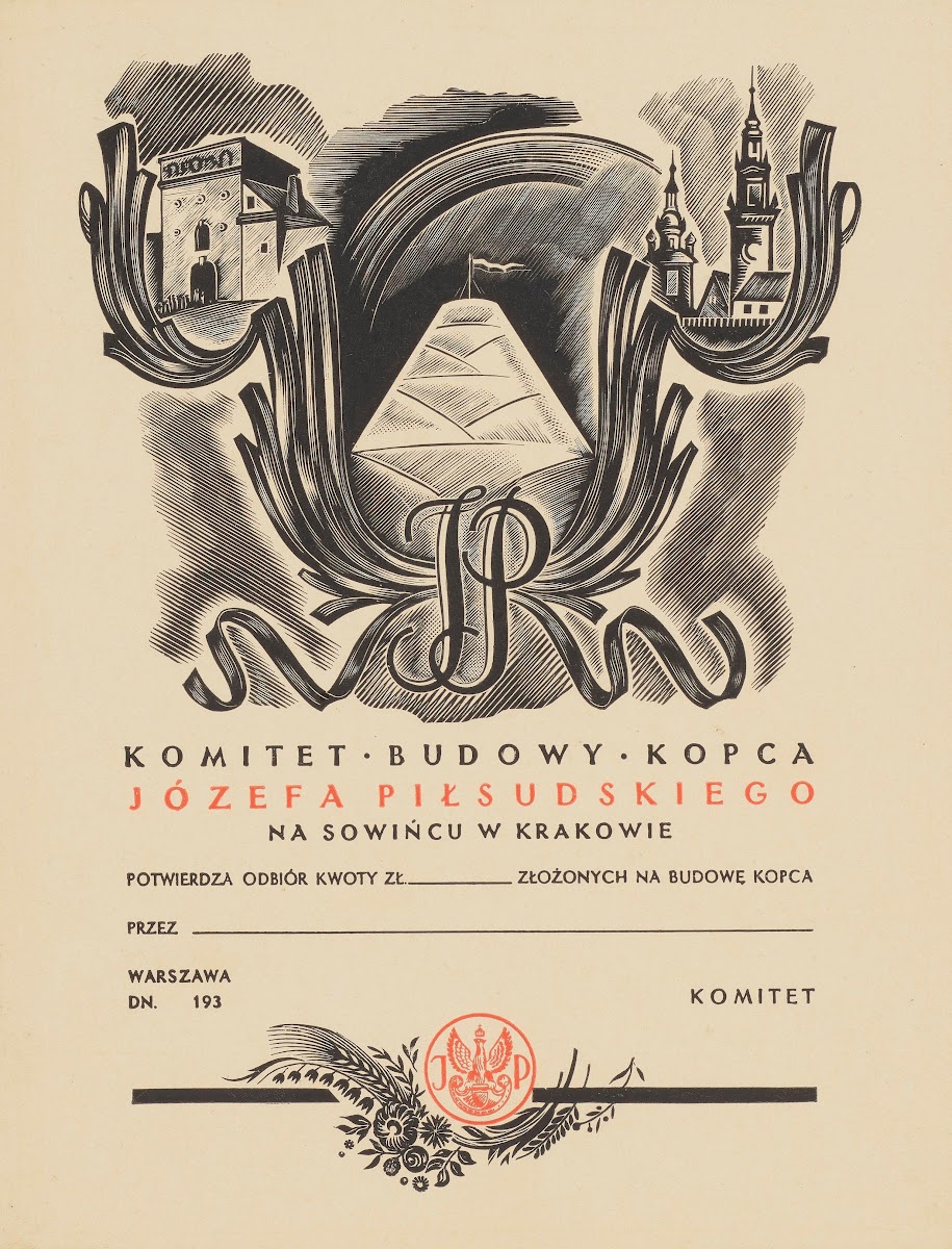 Widok na wieże Katedry Wawelskiej oraz na kopiec Piłsudskiego 1935