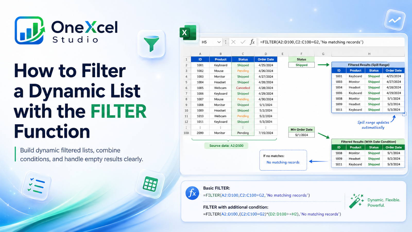 Excel FILTER function returning a dynamic list based on multiple conditions