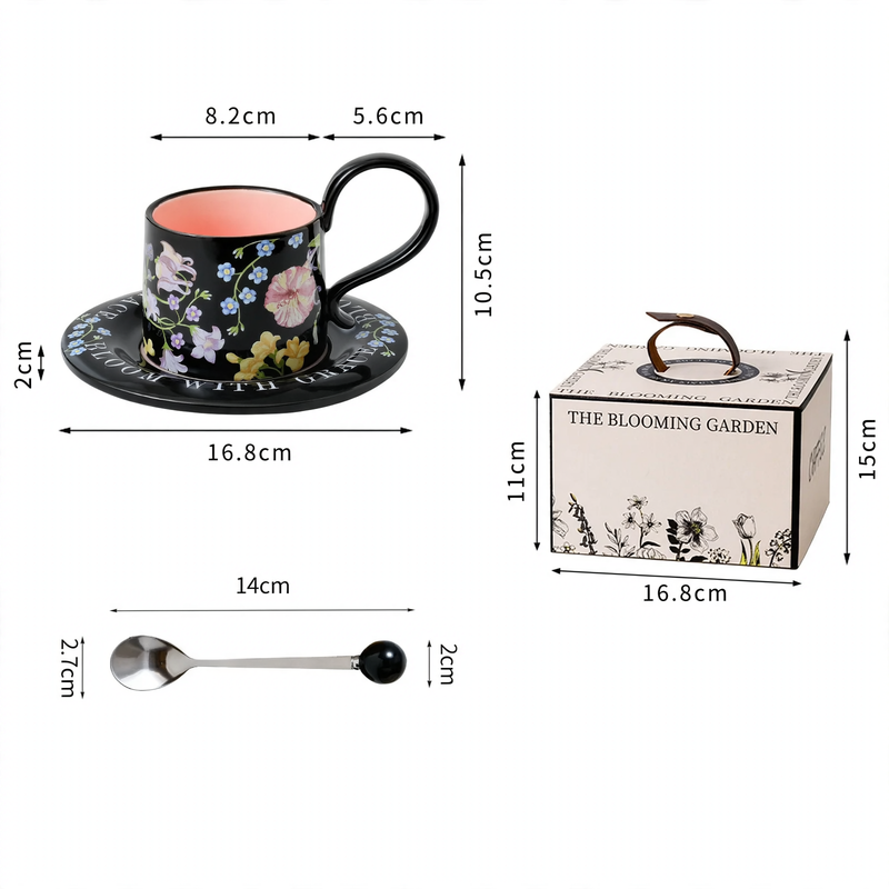Ceramic coffee cup with floral pattern, 260 ml