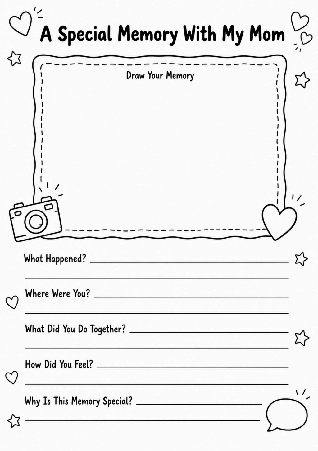 A Special Memory With My Mom Worksheet