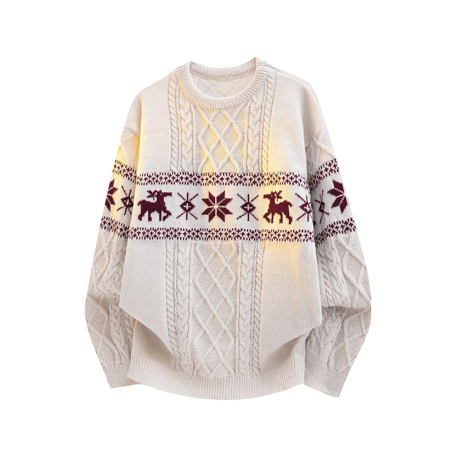 Christmas sweater with reindeer pattern