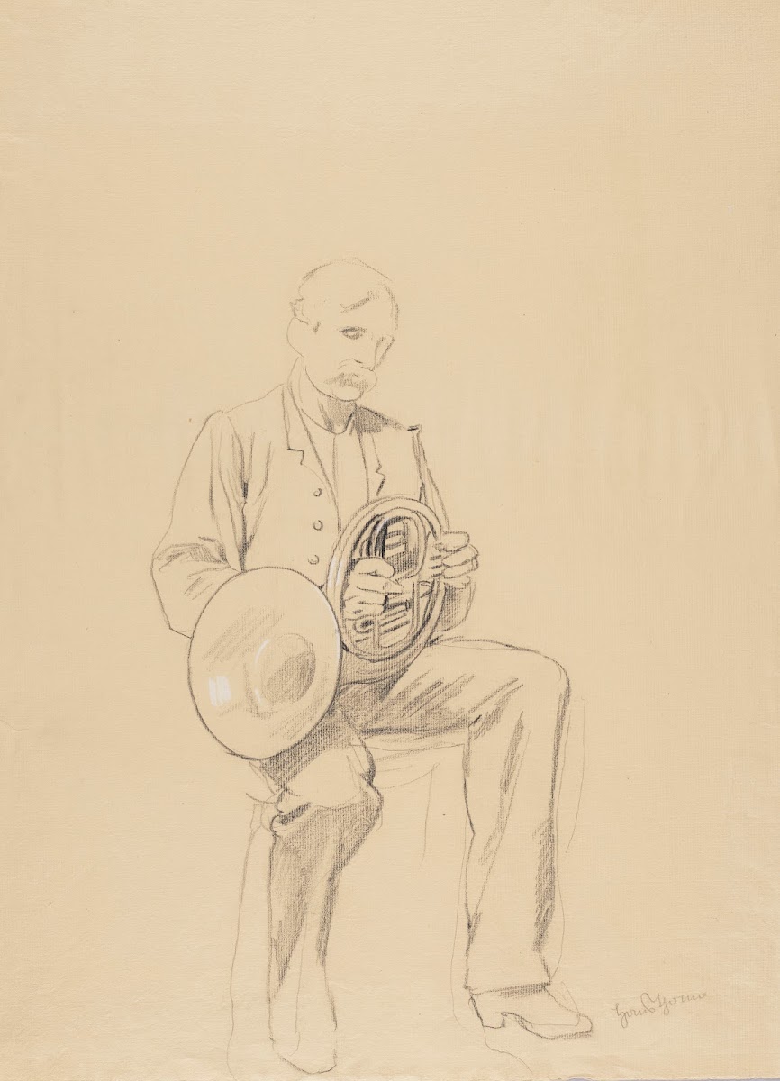 Sitting Man Holding a Trumpet 1887