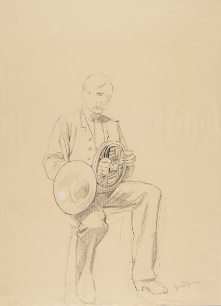 Sitting Man Holding a Trumpet 1887