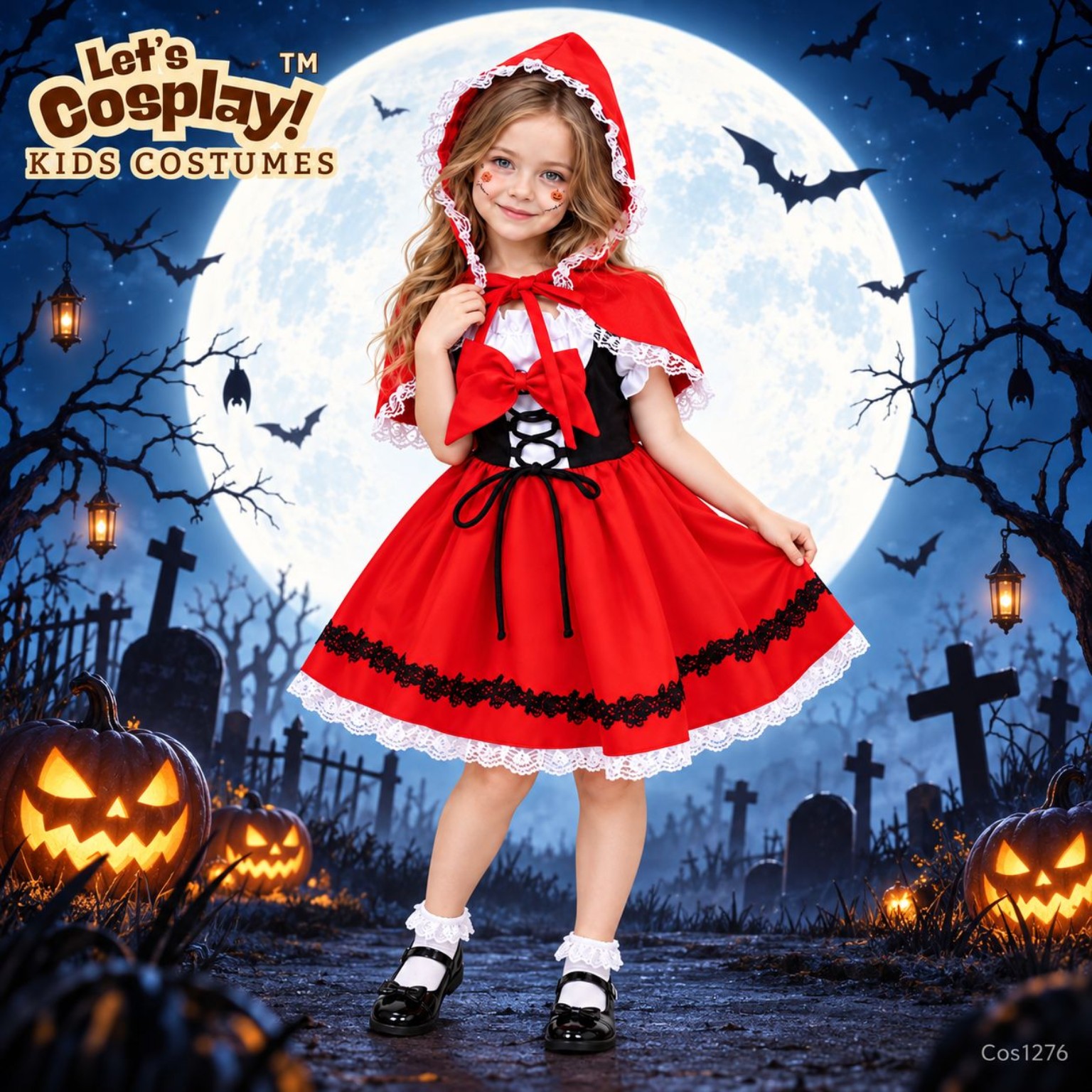 萬聖節小紅帽主題兒童角色扮演服 90–160碼 Little Red Riding Hood Kids Costume｜COS1276