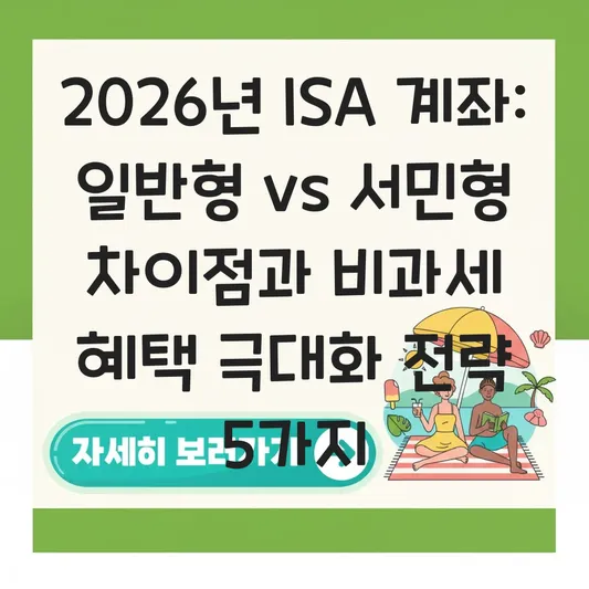 ISA 계좌 일반형 서민형 차이점 및 비과세 혜택 극대화하는 포트폴리오 전략 대표 이미지