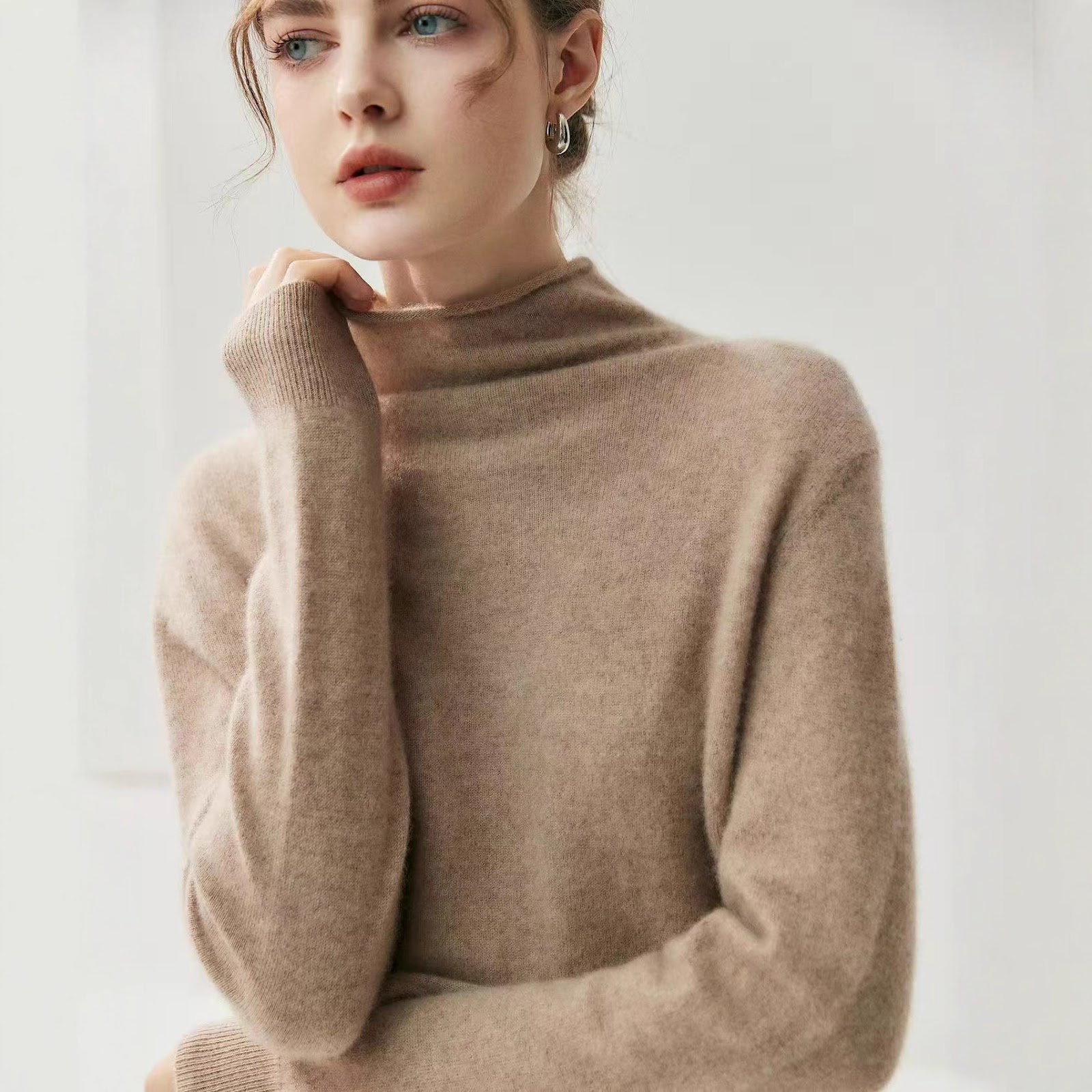 Women's cardigan with turtleneck, reversible