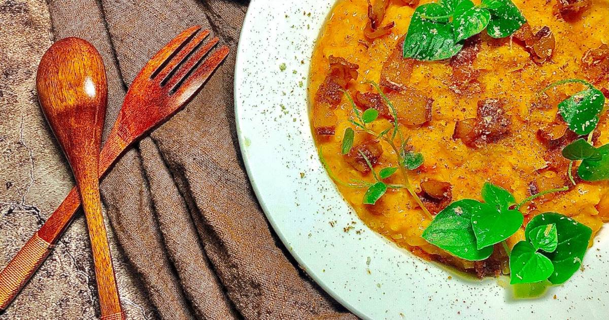 Cơm Risotto & Súp Kem Bí Đỏ - Creamy Parmesan Pumskin Guanciale Risotto 🇮🇹