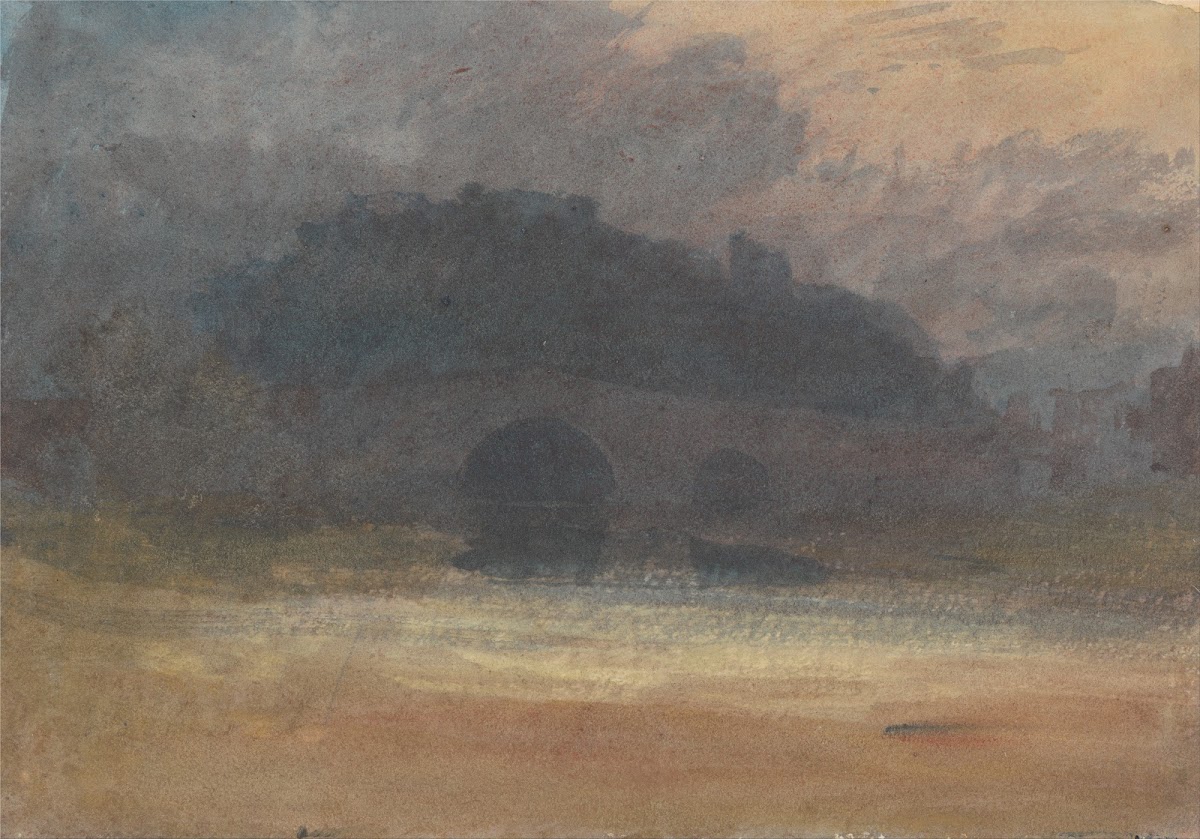 Evening Landscape with Castle and Bridge in Yorkshire between 1798 and 1799