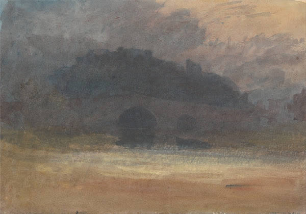 Evening Landscape with Castle and Bridge in Yorkshire between 1798 and 1799