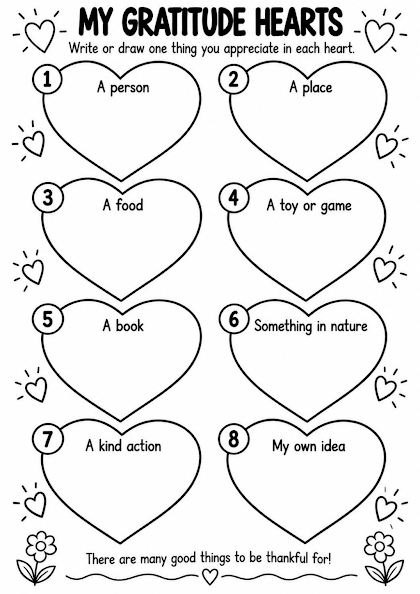 Gratitude Heart Writing Worksheet