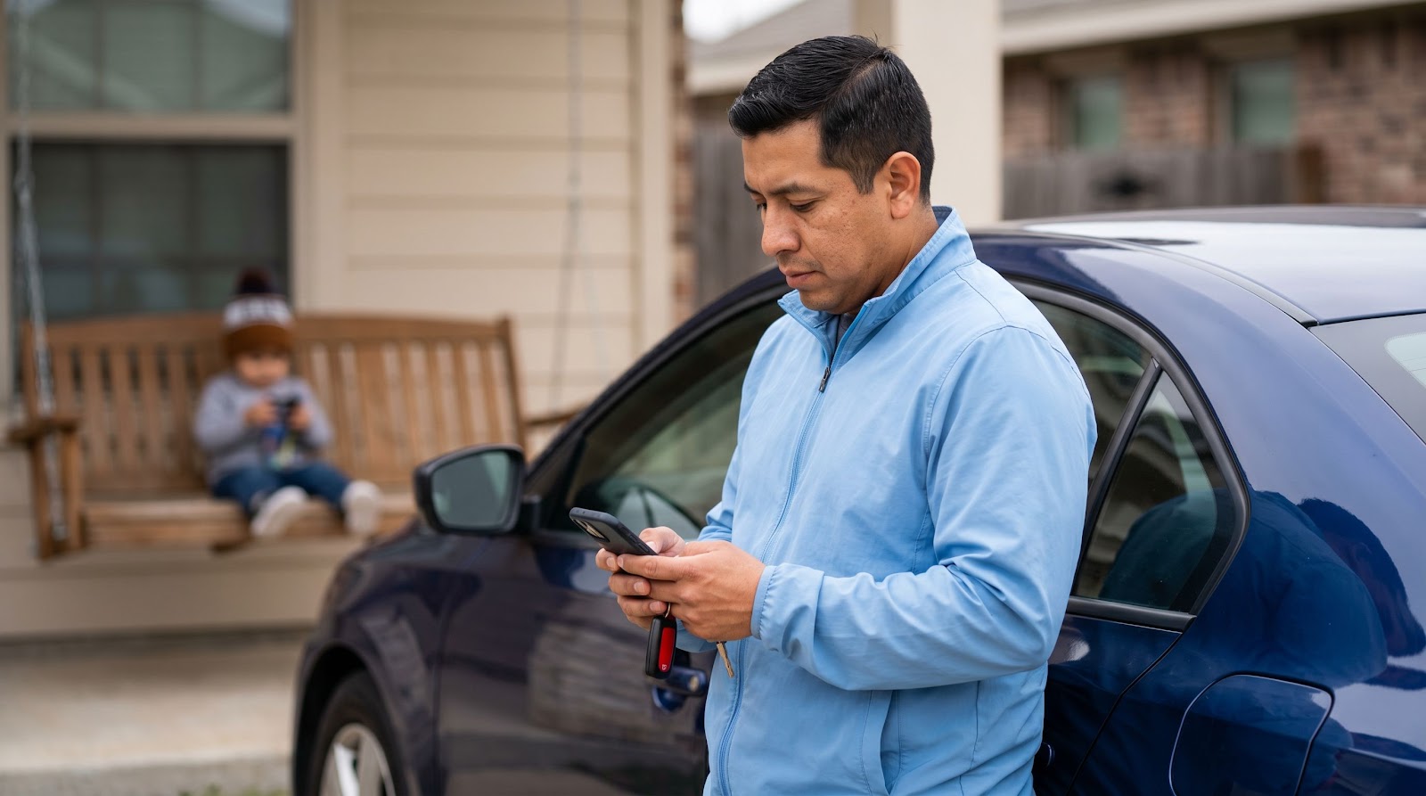 Texas driver reviewing comprehensive auto coverage at home for texas animal collision car insurance