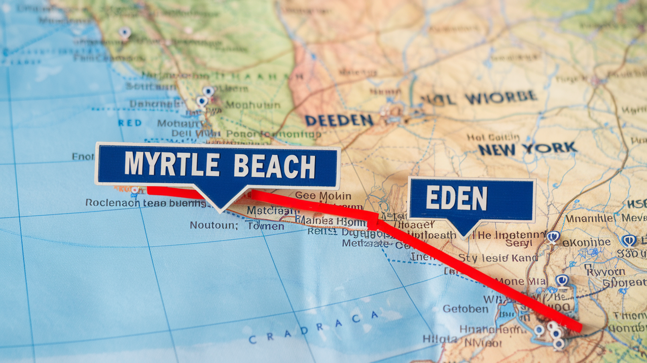 Distance and Travel Tips: Myrtle Beach from Eden, NY