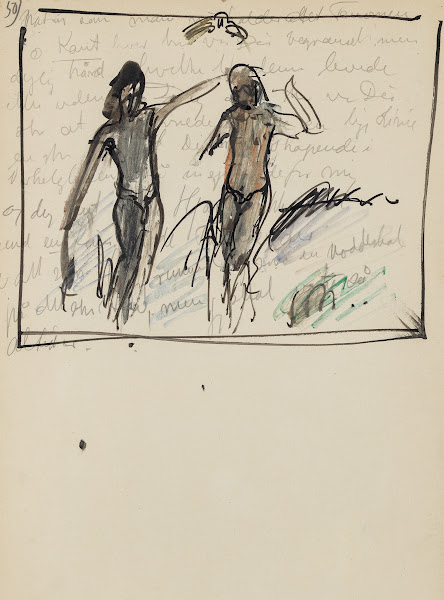 Studie af to stående figurer næsten identiske med figurer i kunstnerens maleri E