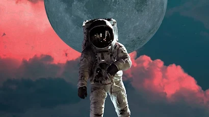 Astronaut, Moon, Reflection, Space Full HD iPhone Wallpaper