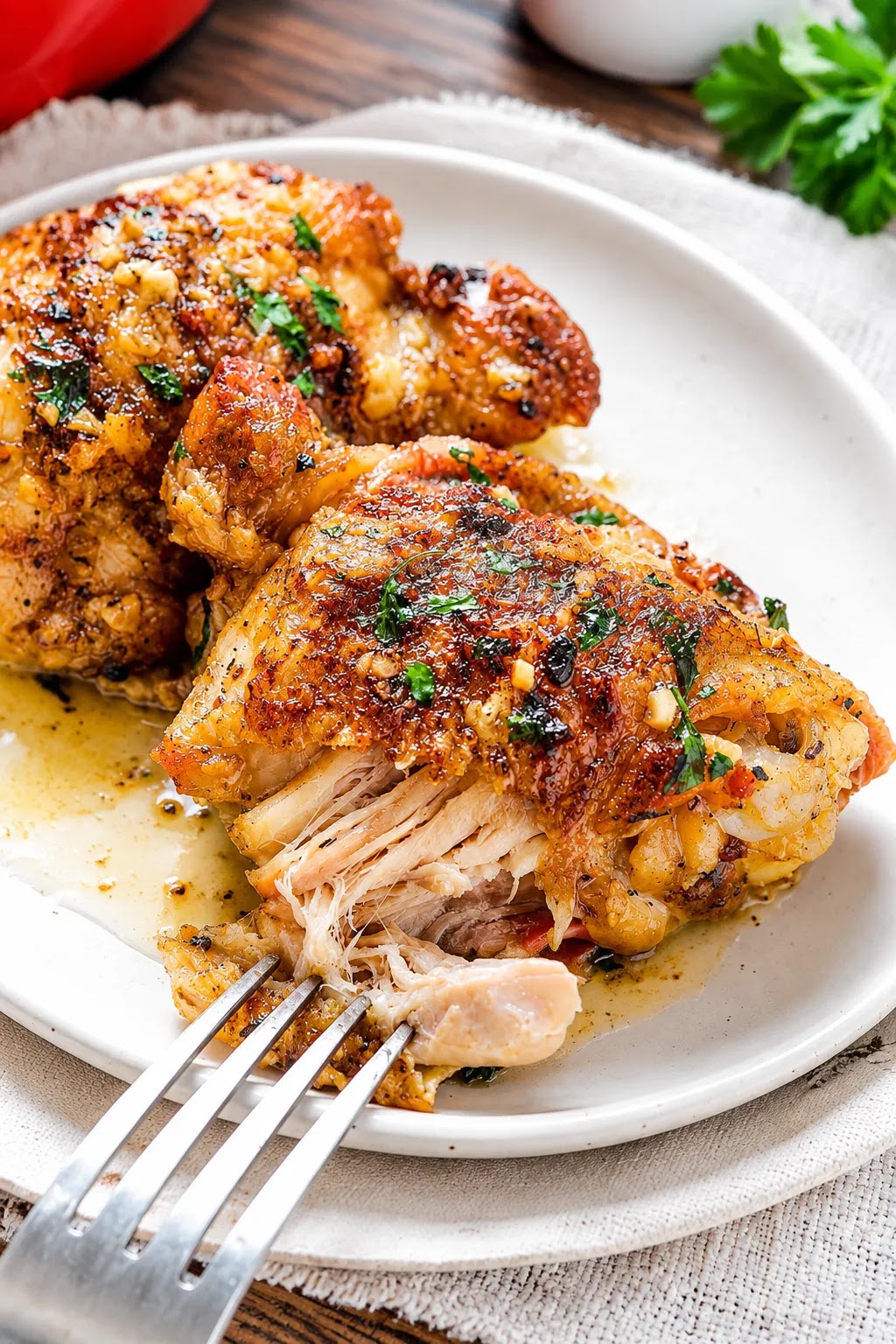 Crispy Cast Iron Skillet Lemon Herb Chicken Thighs
