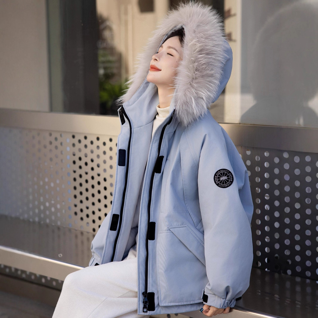 Women's Down Coat, Mid-Length, Plus Sizes, White Duck Down