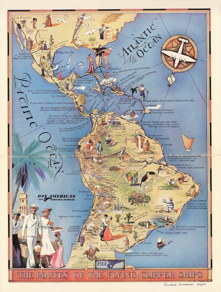 Routes Of The Flying Clipper Ships 1937