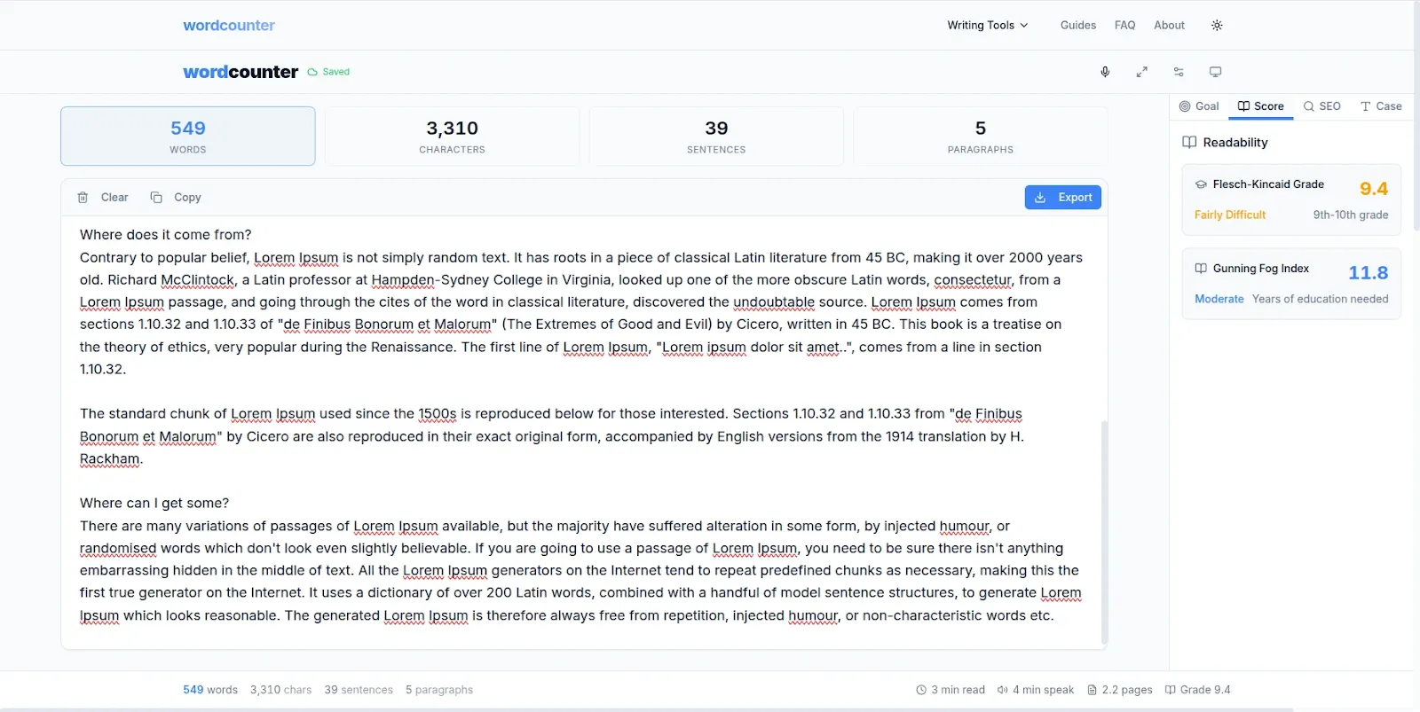 Good readability score for SEO - Flesch Reading Ease scale guide for bloggers