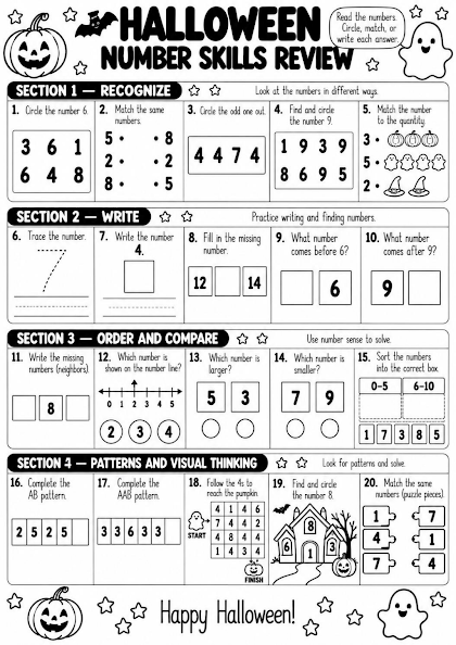 Halloween Number Skills Review