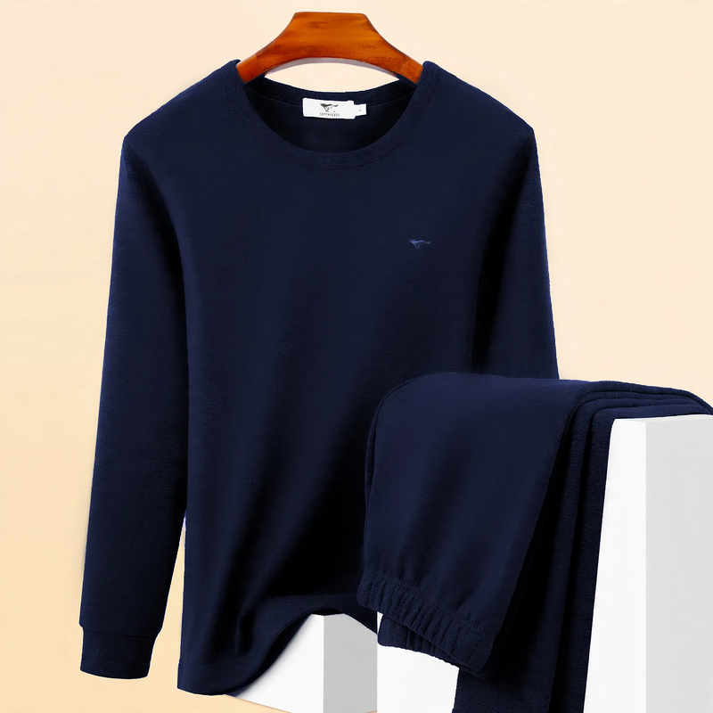 Men's thermal underwear set, padded, with stand-up collar