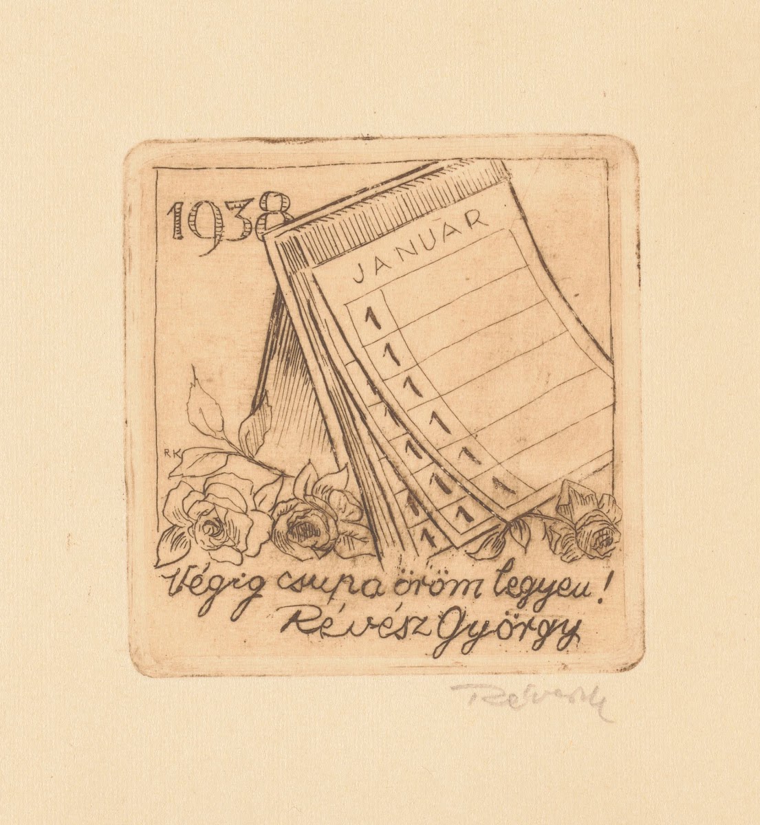 New Years greeting from György Révész 1937