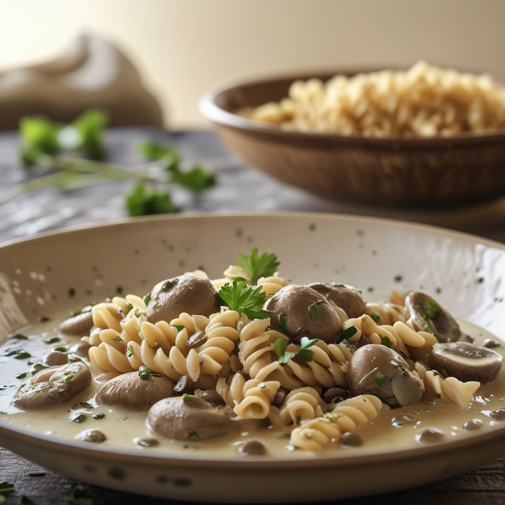 One-Pot Creamy Mushroom & Lentil Protein Stroganoff